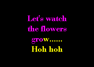 Let's watch
the flowers

grow ......
Hoh hoh