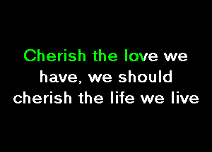 Cherish the love we

have, we should
cherish the life we live