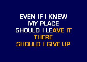 EVEN IF I KNEW
MY PLACE
SHOULD I LEAVE IT
THERE
SHOULD I GIVE UP

g