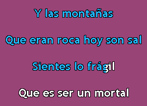 Y las montar'ias

Que eran roca hoy son sal

Sientes lo frzEIgil

Que es ser un mortal