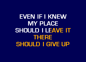 EVEN IF I KNEW
MY PLACE
SHOULD I LEAVE IT
THERE
SHOULD I GIVE UP

g