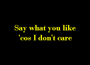 Say what you like

'cos I don't care