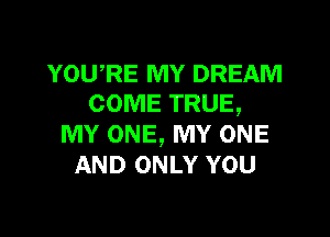 YOU,RE MY DREAM
COME TRUE,

MY ONE, MY ONE
AND ONLY YOU