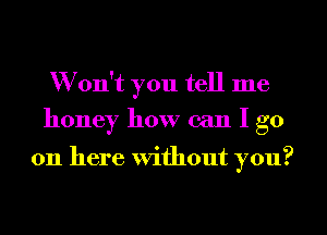 Won't you tell me
honey how can I go

011 here without you?