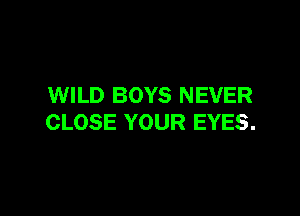 WILD BOYS NEVER

CLOSE YOUR EYES.