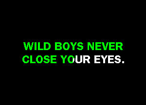 WILD BOYS NEVER

CLOSE YOUR EYES.