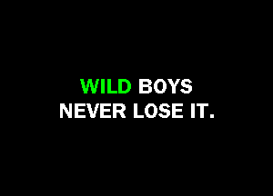 WILD BOYS

NEVER LOSE IT.
