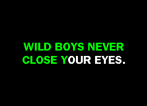 WILD BOYS NEVER

CLOSE YOUR EYES.