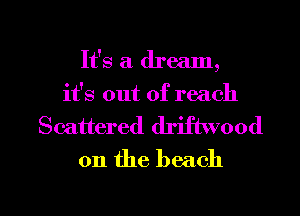It's a dream,
it's out of reach

Scattered driftwood
0n the beach

g