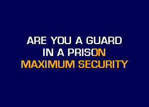 ARE YOU A GUARD
IN A PRISON

MAXIMUM SECURITY