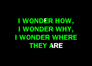 I WONDER How,
I WONDER WHY,

I WONDER WHERE
THEY ARE