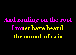 And rattling 0n the roof

I must have heard
the sound of rain