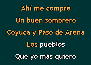 Ahi me compreli

Un buen sombrero

Coyuca y Paso de Arena

Los pueblos

Que yo mas quiero