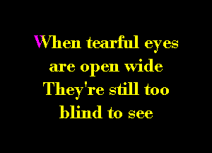 When tearful eyes
are open wide
They're still too
blind to see

g