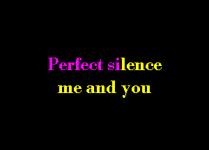Perfect silence

me and you