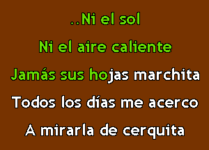 ..Ni el sol
Ni el aire caliente
Jamas sus hojas marchita
Todos los dias me acerco

A mirarla de cerquita