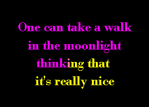 One can take a walk
in the moonlight
thinking that

it's really nice

g