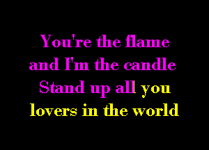 You're the flame
and I'm the candle

Stand 11p all you

lovers in the world