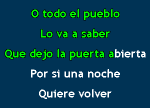 0 todo el pueblo

Lo va a saber

Que dejo la puerta abierta

Par 51' una noche

Quiere volver