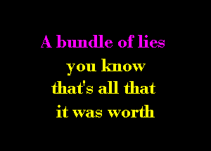 A bundle of lies
you lmow

that's all that

it was worth