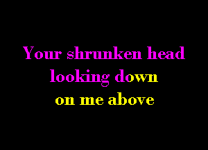 Your shrunken head
looking down

011 me above