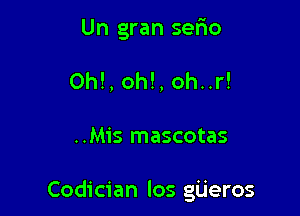 Un gran sefio
OM, OM, oh..r!

..Mis mascotas

Codician los g'u'eros