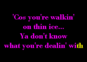 'Cos you're walkin'
on thin ice...
Ya don't know
What you're dealin' With