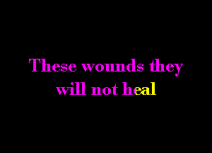 These wounds they

Will not heal