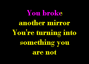 You broke
another mirror
You're turning into
something you

are not