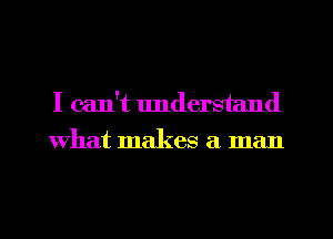 I can't understand
what makes a man