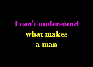 I can't understand

what makes
a man
