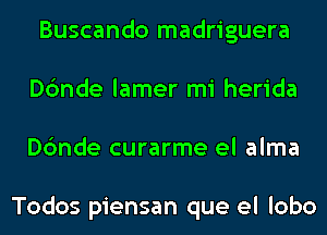 Buscando madriguera
Dc'mde lamer mi herida
Dc'mde curarme el alma

Todos piensan que el lobo