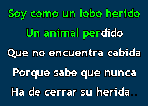 Soy como un lobo herido
Un animal perdido
Que no encuentra cabida
Porque sabe que nunca

Ha de cerrar su herida..