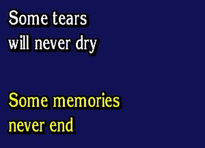 Some tears
will never dry

Some memories
never end