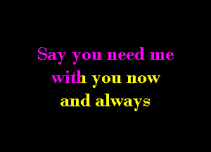 Say you need me

with you now

and always