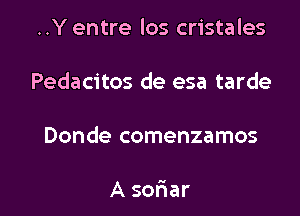 ..Y entre los cristales

Pedacitos de esa tarde

Donde comenzamos

A soriar