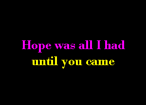 Hope was all I had

until you came