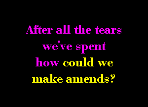 After all the tears
we've spent
how could we

make amends?

g