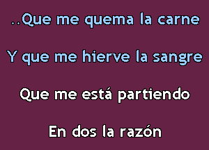 ..Que me quema la carne
Y que me hierve la sangre
Que me esta partiendo

En dos la razc'm