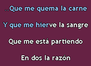 ..Que me quema la carne
Y que me hierve la sangre
Que me esta partiendo

En dos la razc'm