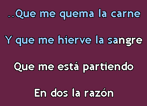 ..Que me quema la carne
Y que me hierve la sangre
Que me esta partiendo

En dos la razc'm