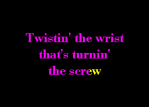 Twistin' the wrist

that's turnin'
the screw