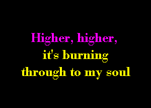 Higher, higher,
it's burning
through to my soul