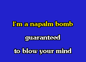 I'm a napalm bomb

guaranteed

to blow your mind