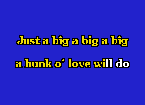 Just a big a big a big

a hunk 0' love will do
