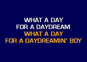 WHAT A DAY
FOR A DAYDREAM

WHAT A DAY
FOR A DAYDREAMINA BOY