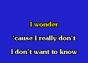 I wonder

'cause 1 really don't

I don't want to know