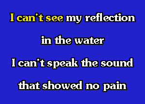 I can't see my reflection
in the water
I can't speak the sound

that showed no pain
