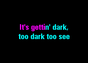 It's gettin' dark,

too dark too see