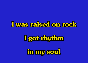I was raised on rock

I got rhy1hm

in my soul